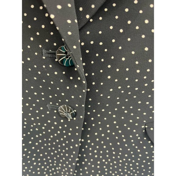 Dana Buchman Womens Suit Jacket Black White Polka Dot Long Sleeve Pockets 6 - Picture 3 of 10